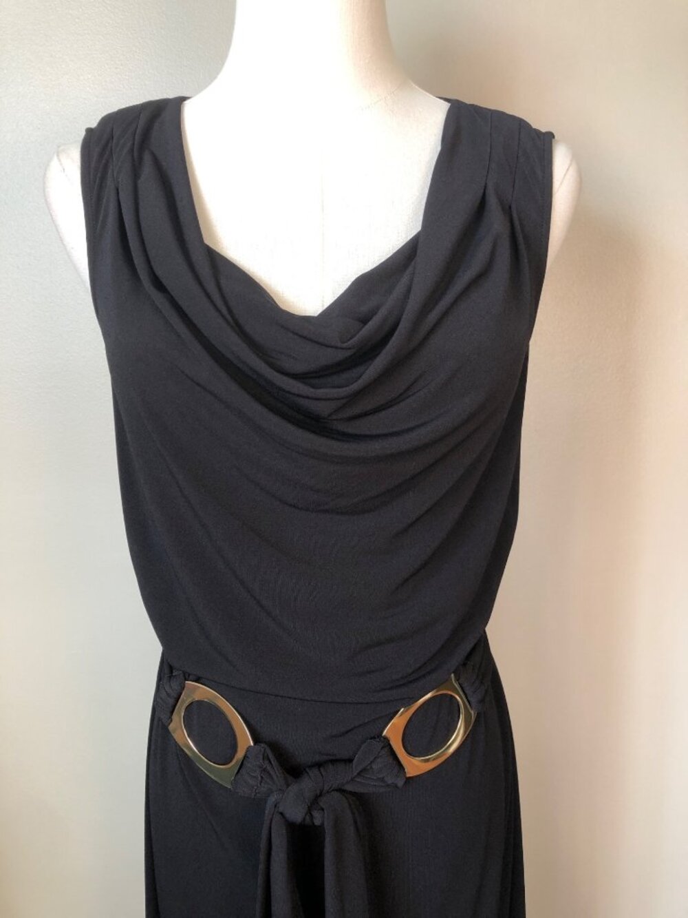 NWT Calvin Klein Sleeveless Black Maxi Dress Size M Modern Minimalist Elegance - Picture 2 of 10